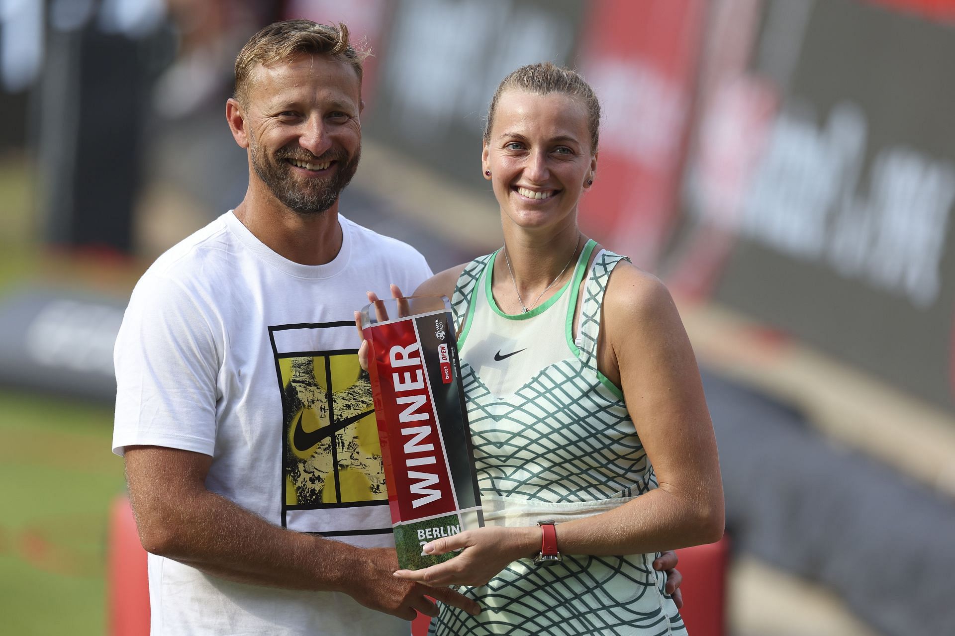 Petra Kvitova and Jiri Vanek celebrate winning the Bett1open 2023 Berlin (Picture: Getty)