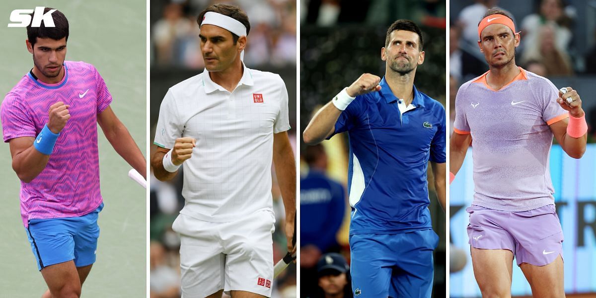 Carlos Alcaraz, Roger Federer, Novak Djokovic and Rafael Nadal (Source: Getty)