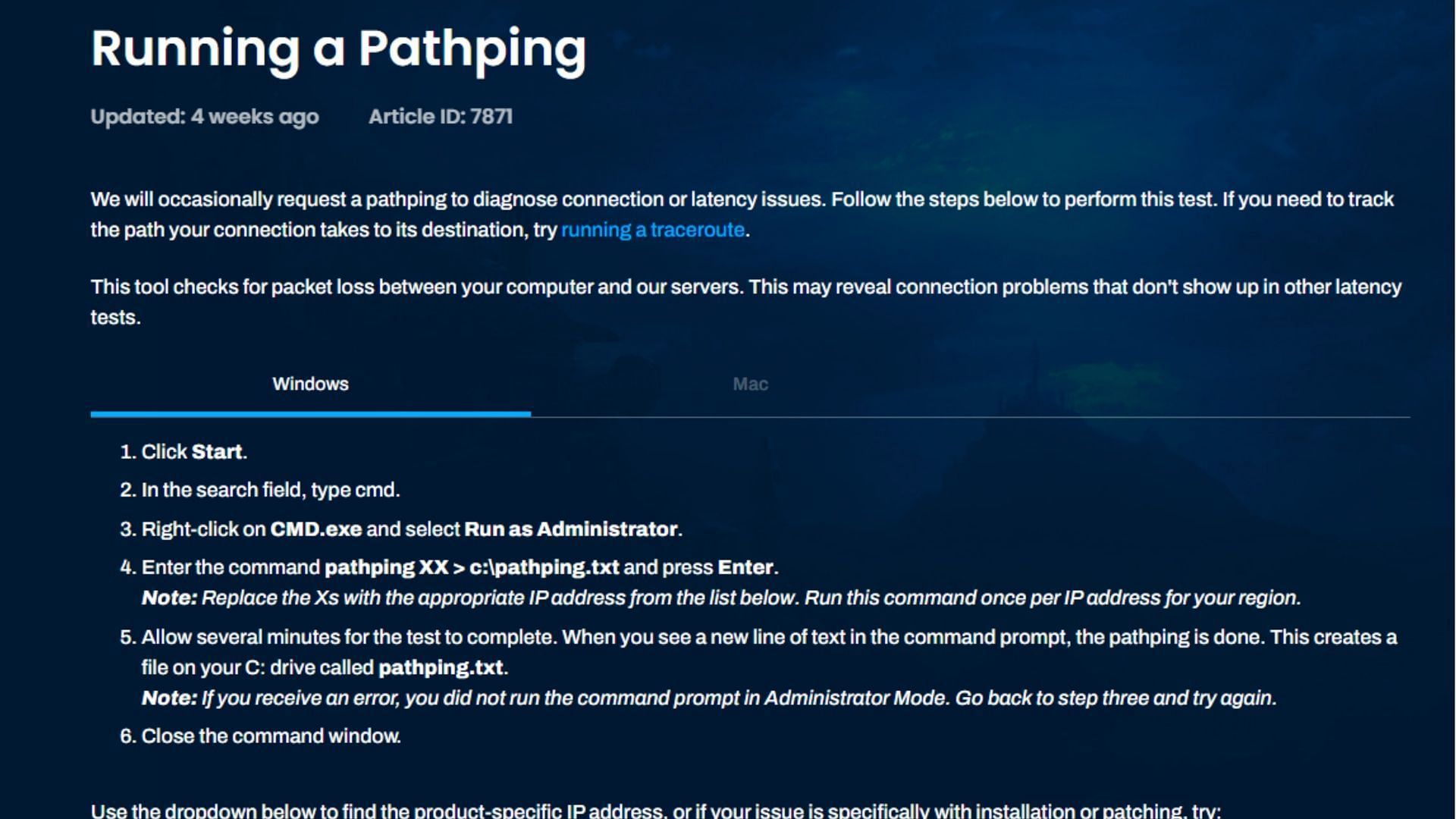 Blizzard will often recommend someone Pathping, or use another tool to help them find the problem (Image via Blizzard Entertainment)