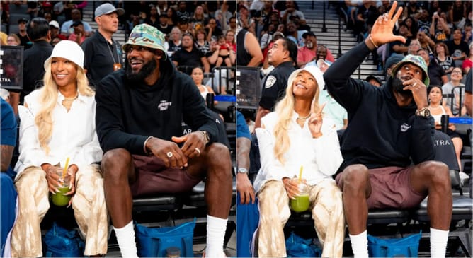 In Photos: LeBron James & Savannah James spotted courtside with Damian Lillard & Bam Adebayo for Aces vs Liberty showdown in LA