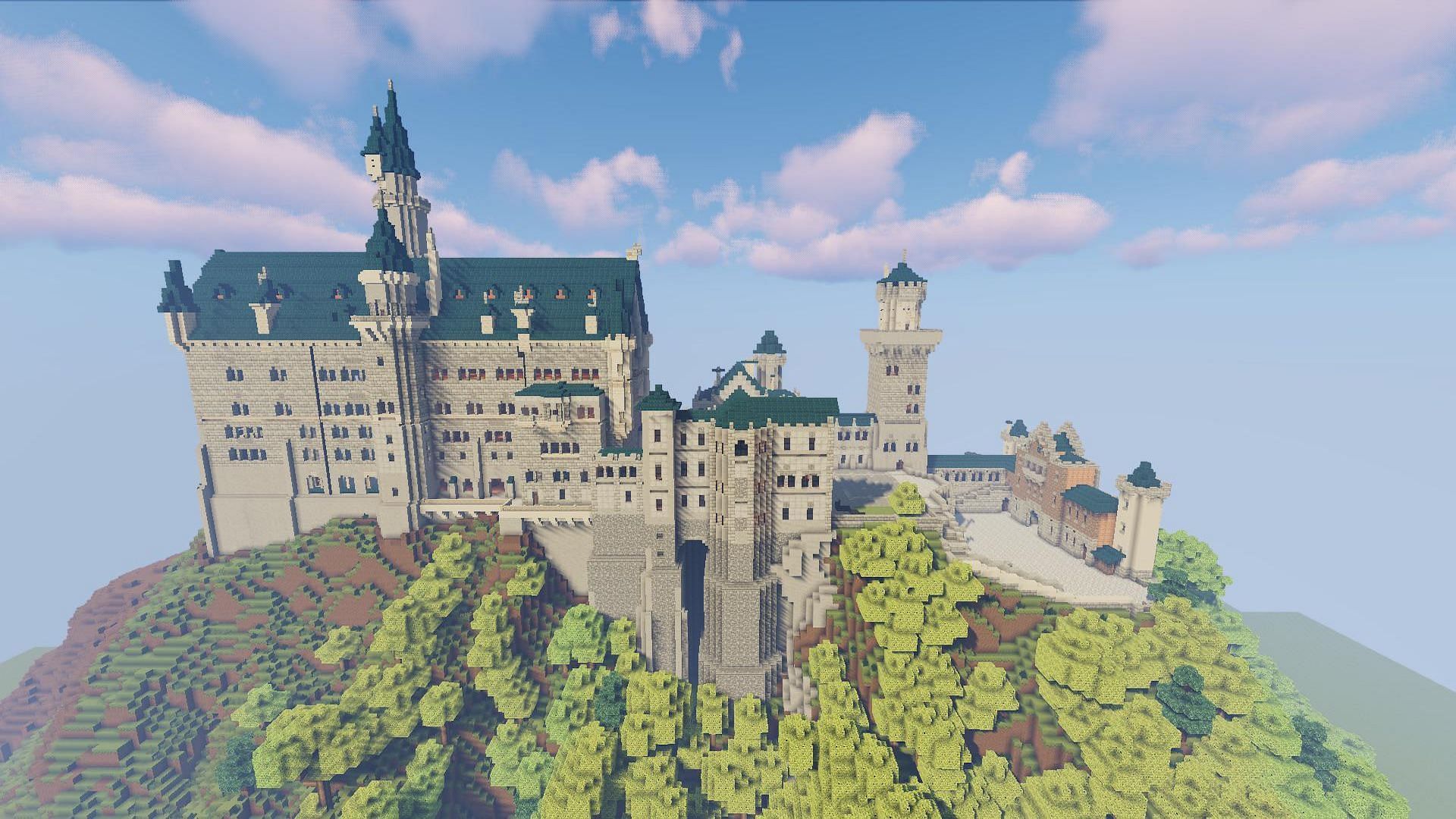 The real-world castle Neuschwanstein recreated in-game (Image via Mojang)