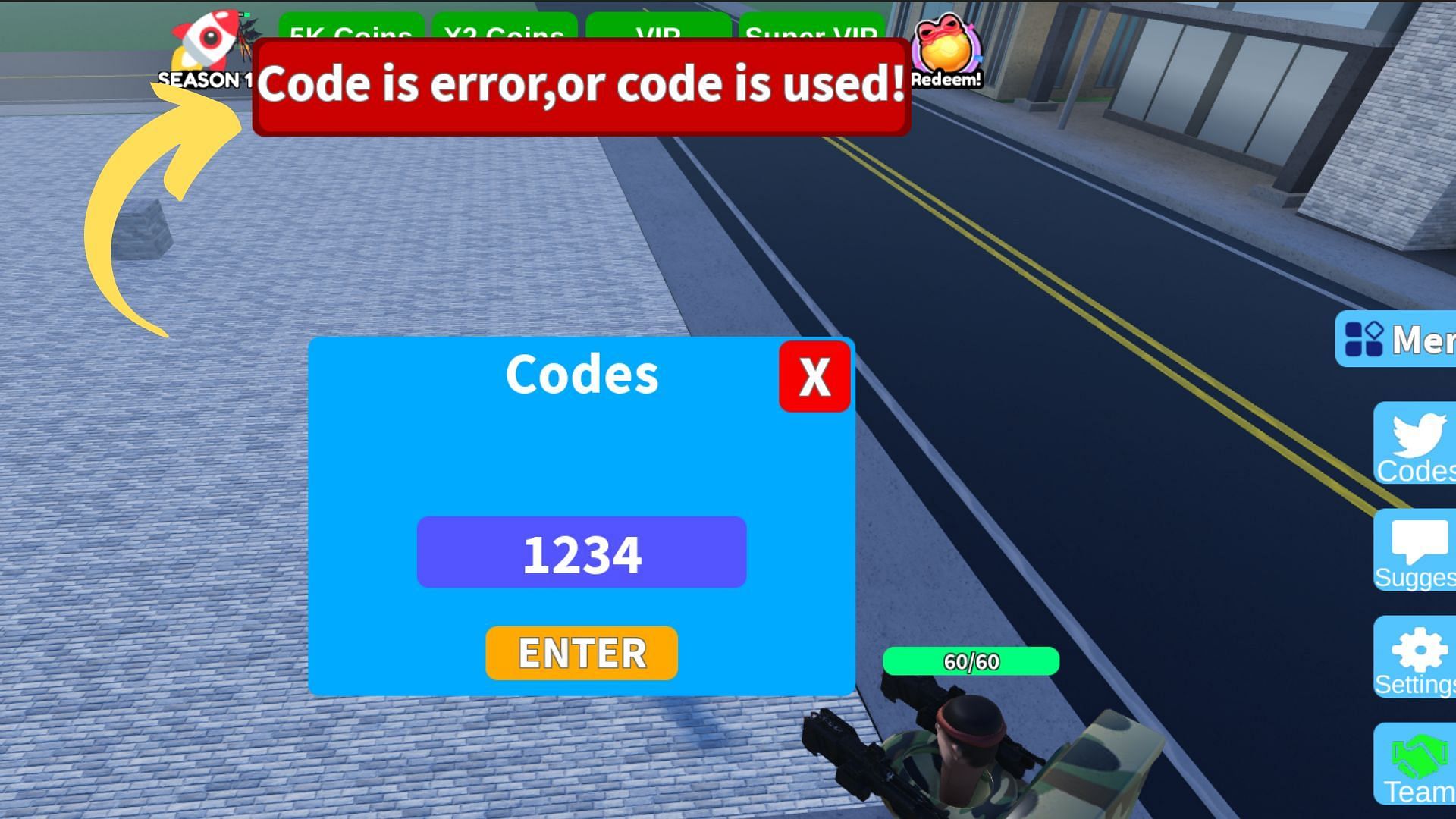 Build Tower Simulator invalid code issue (Image via Roblox || Sportskeeda)