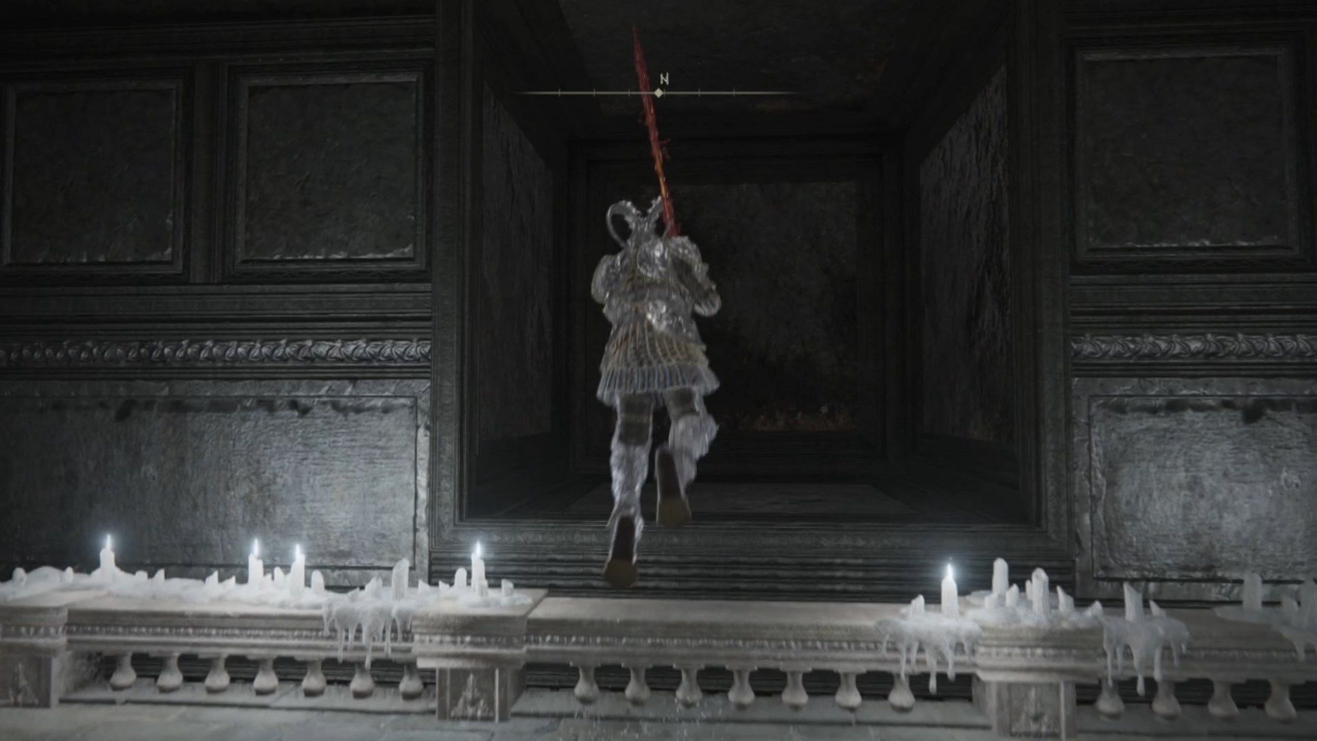 Use the square gap on the platform to move up (Image via FromSoftware)