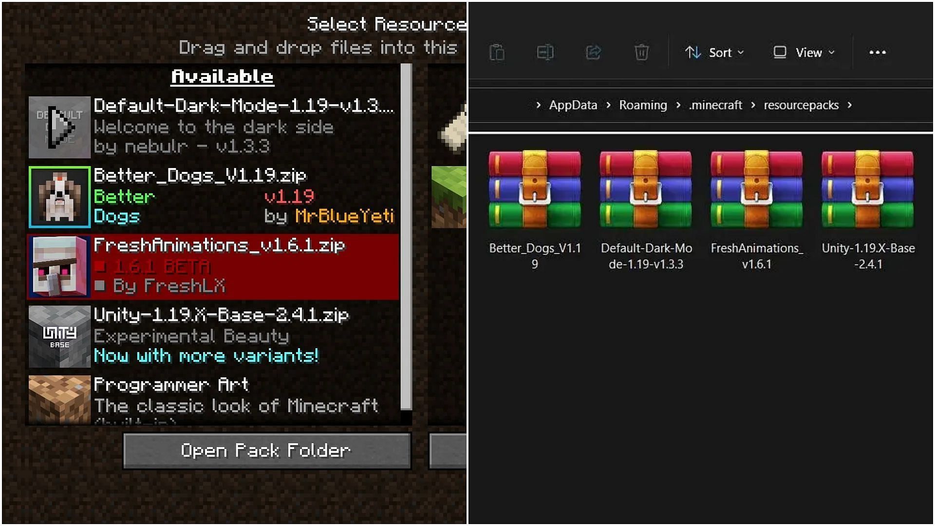 Install the resource pack by pasting it in the game&#039;s directory. (Collage via Sportskeeda)