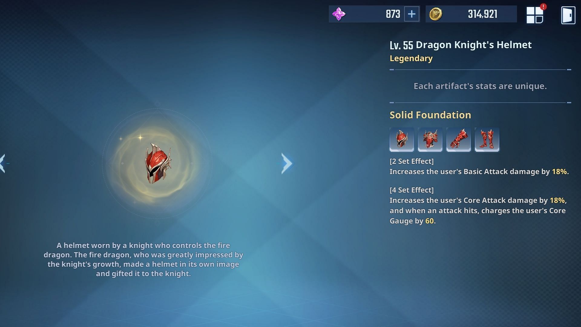 Solid Foundation artifact in Solo Leveling Arise. (Image via Netmarble)