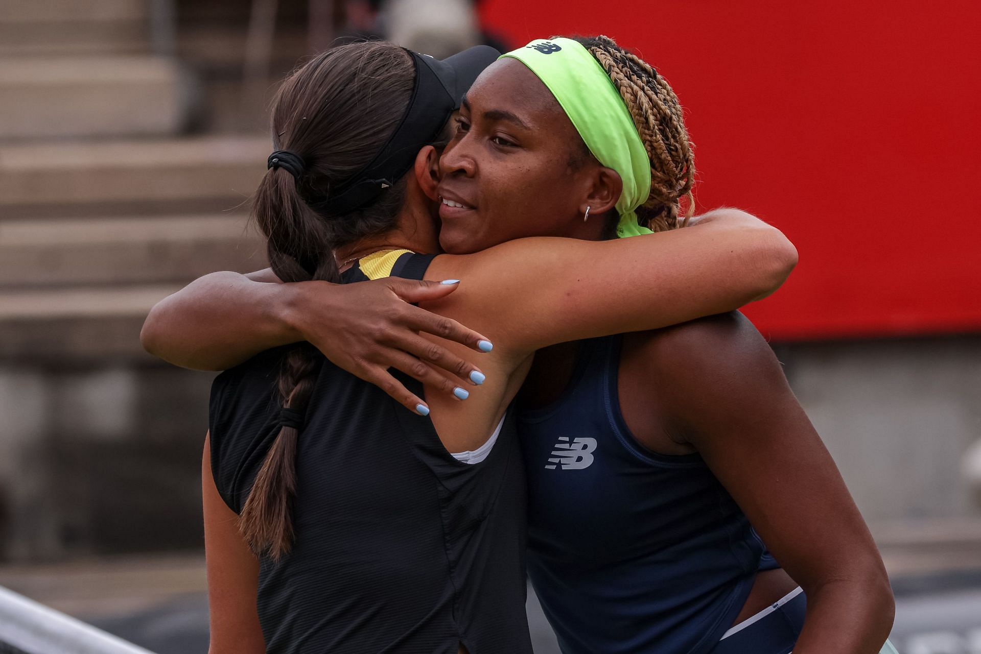 Jessica Pegula and Coco Gauff (right) after their singles semifinal in Berlin