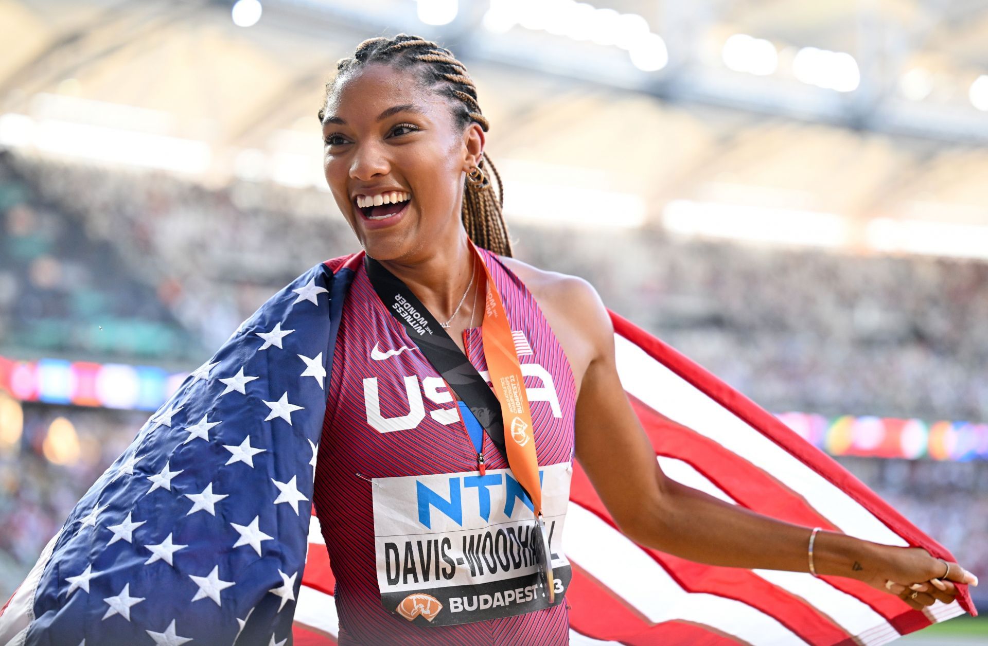 Tara Davis-Woodhall won the long jump event at the USATF NYC Grand Prix 2024