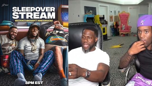 Kai Cenat announces sleepover stream with Kevin Hart and Druski (Images via X/@KaiCenat &amp; Twitch/@KaiCenat)