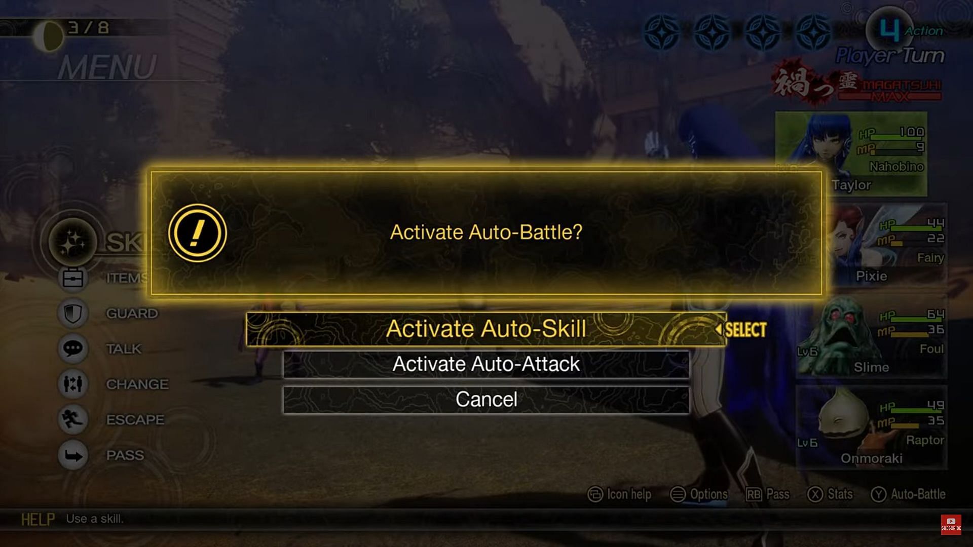 The auto-battle feature really helps speed up fighting sequences (Image via Atlus || YouTube-The Gaming Shelf)