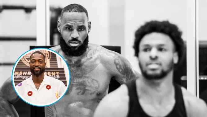 "Dopest moments in sports" - Dwyane Wade shares LeBron James' iconic image with Bronny James post-draft announcement