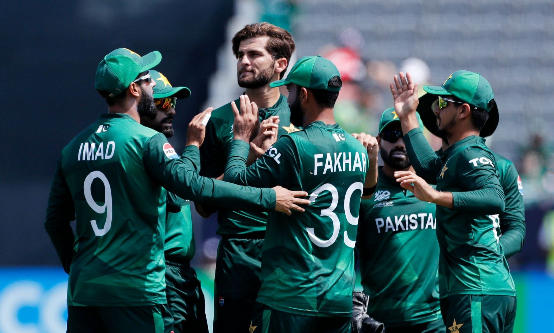 Pakistan players celebrating after a wicket in WC clash vs Canada. (Image: PCB/X)