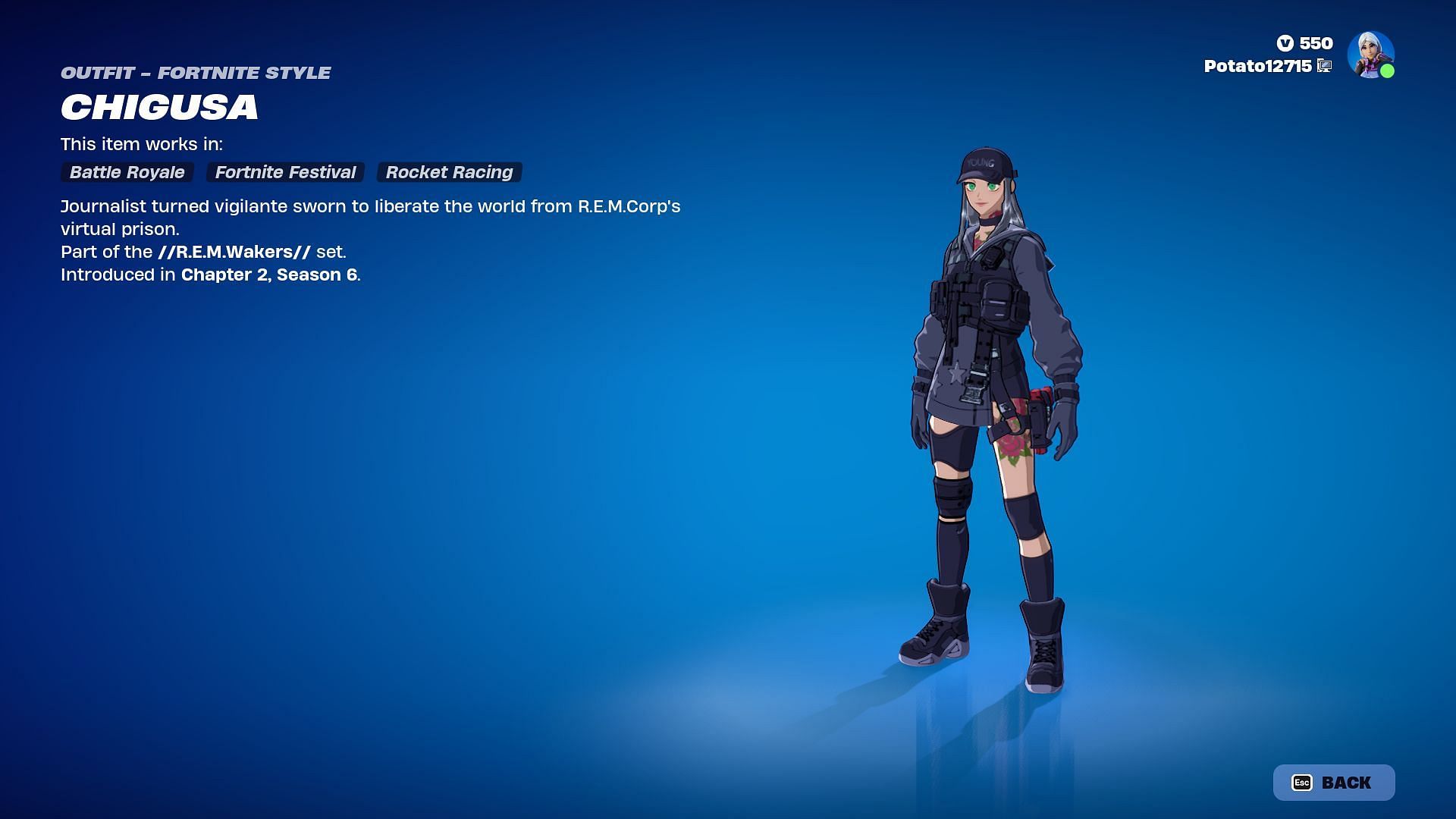 Chigusa, Megumi, and Yuki skin are currently listed in Fortnite (Image via Epic Games)