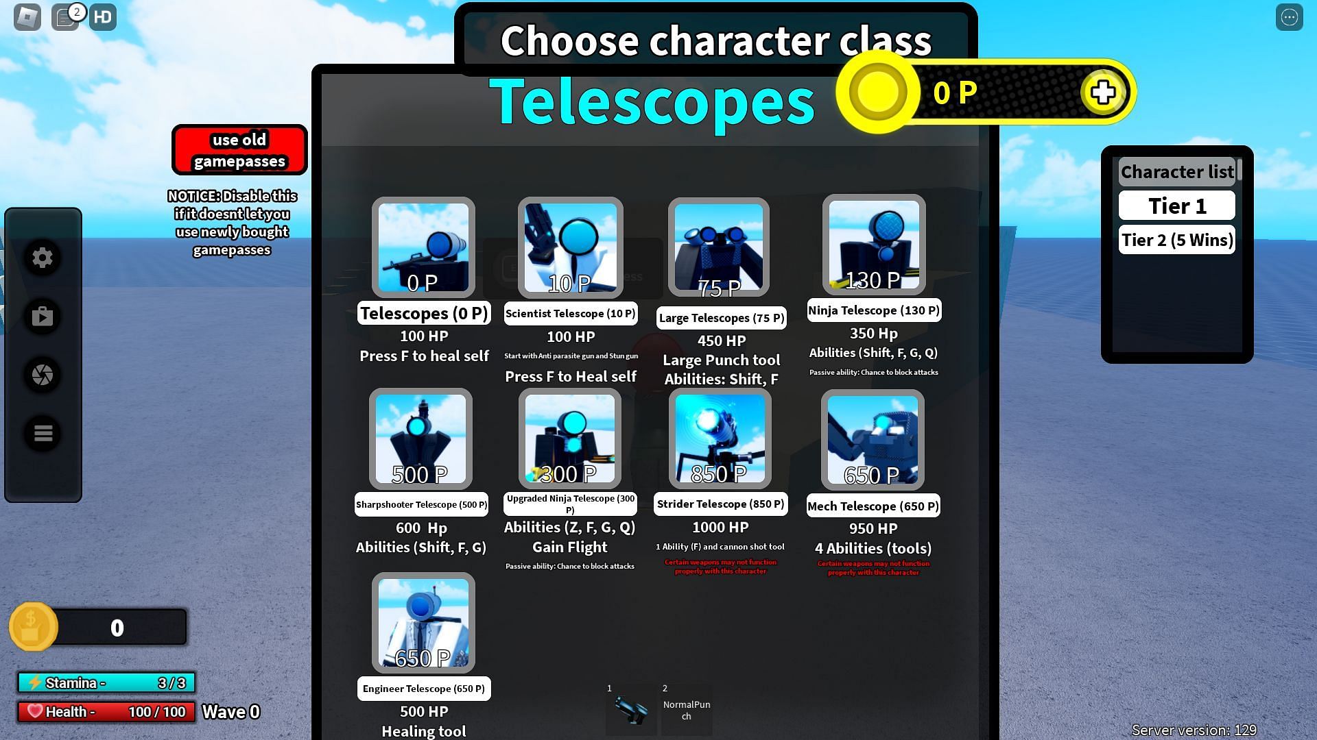 Character select screen (Image via Roblox)