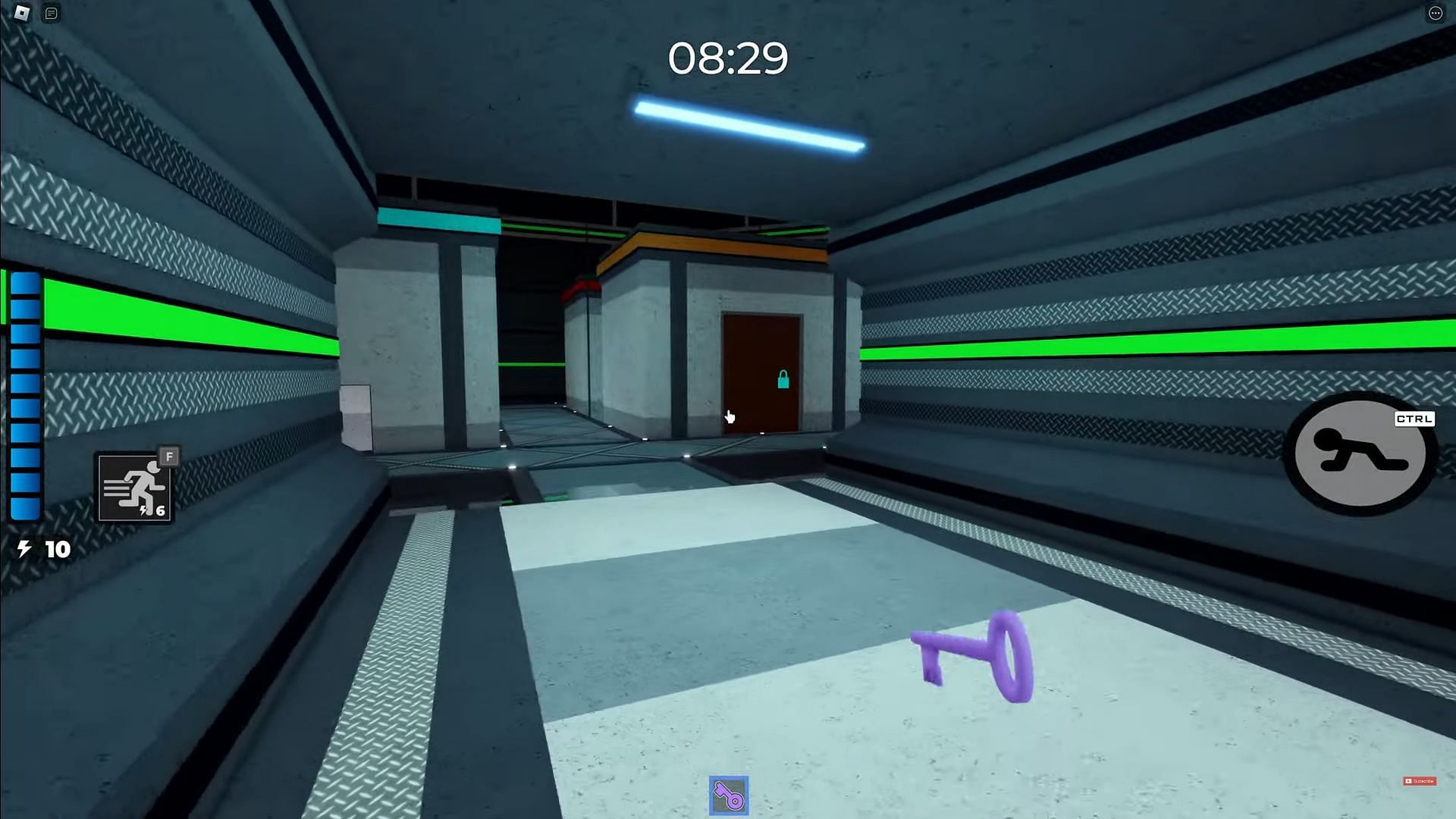 Create a Glitched Key by inserting a non-blue key into the door (Image via Roblox || Conor3D on YouTube)
