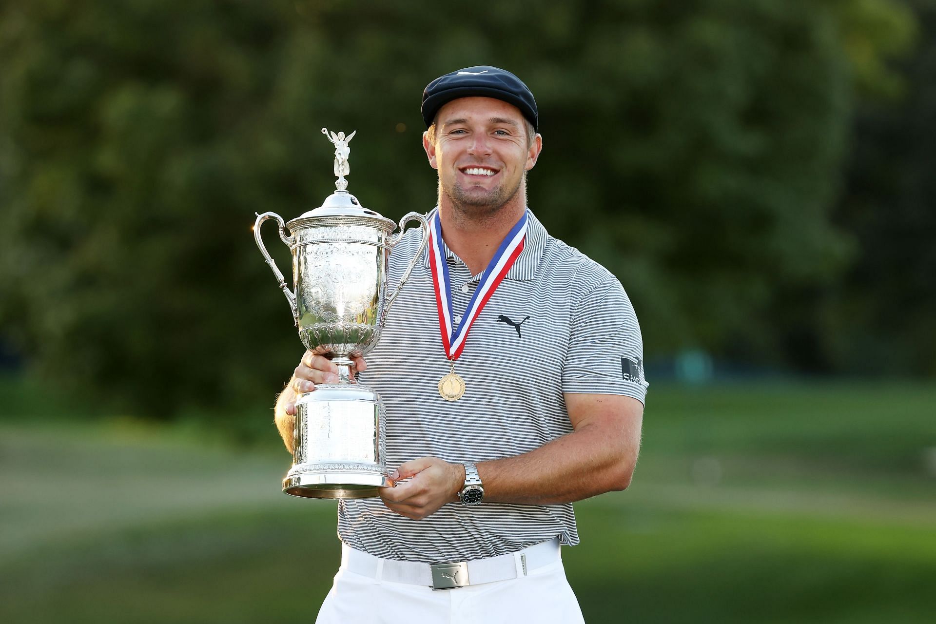 Bryson DeChambeau poses with the trophy after winning the U.S. Open 2020