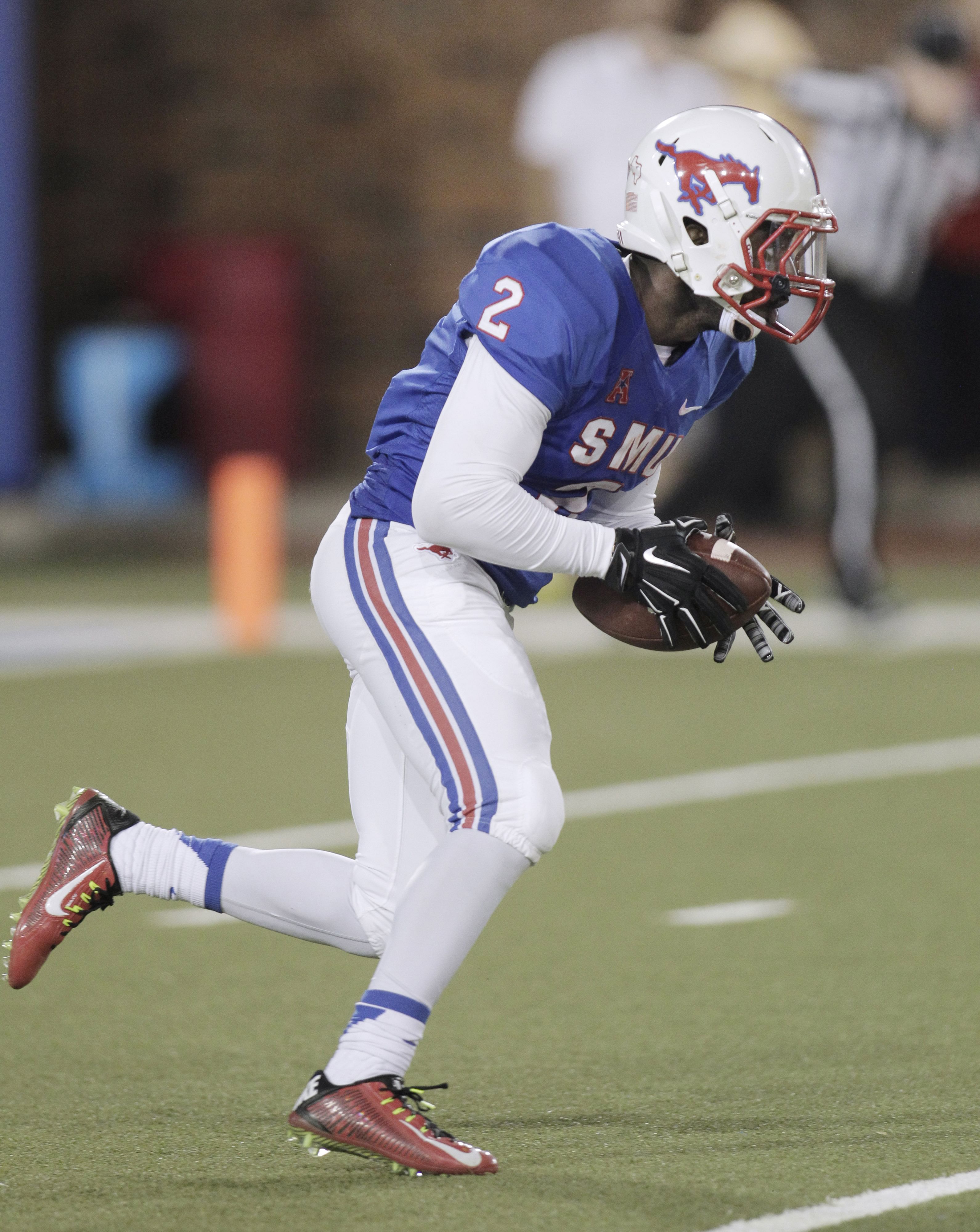 NCAA Football: Southern Methodist University Mustangs wide receiver Deion Sanders, Jr. (2) in action. Mandatory Credit: Erich Schlegel-USA TODAY Sports