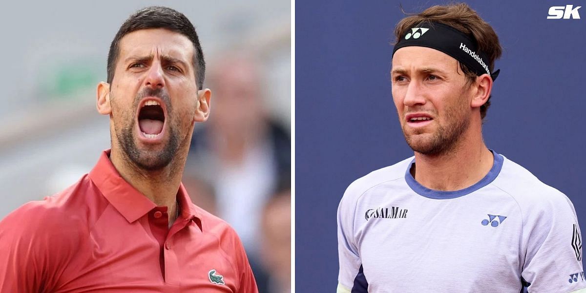 Novak Djokovic (L) and Casper Ruud. Photos: Getty