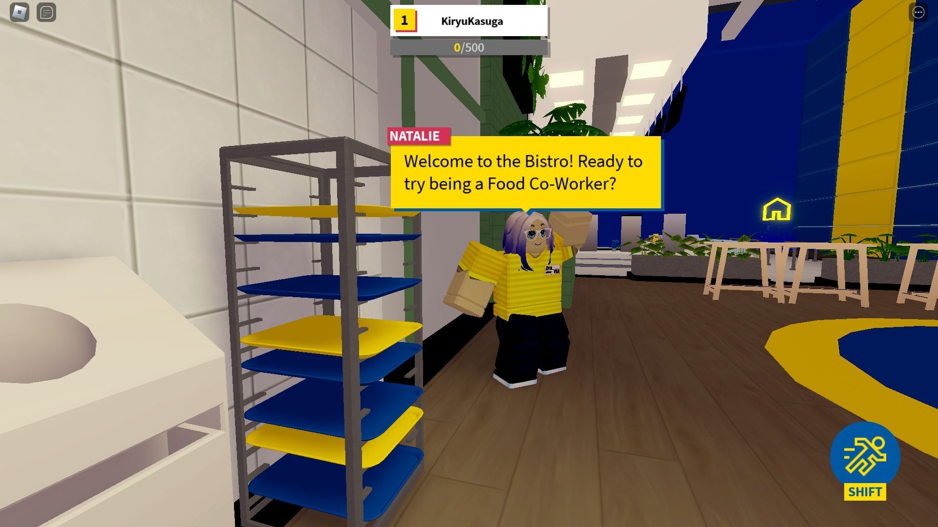 Starting a job at the Food Market (Image via Roblox)