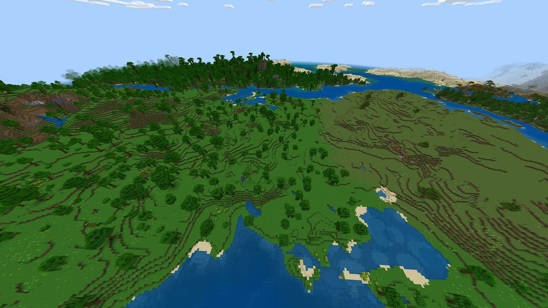 Minecraft fans can find a nice variety of biomes and structures in this seed (Image via Mojang)