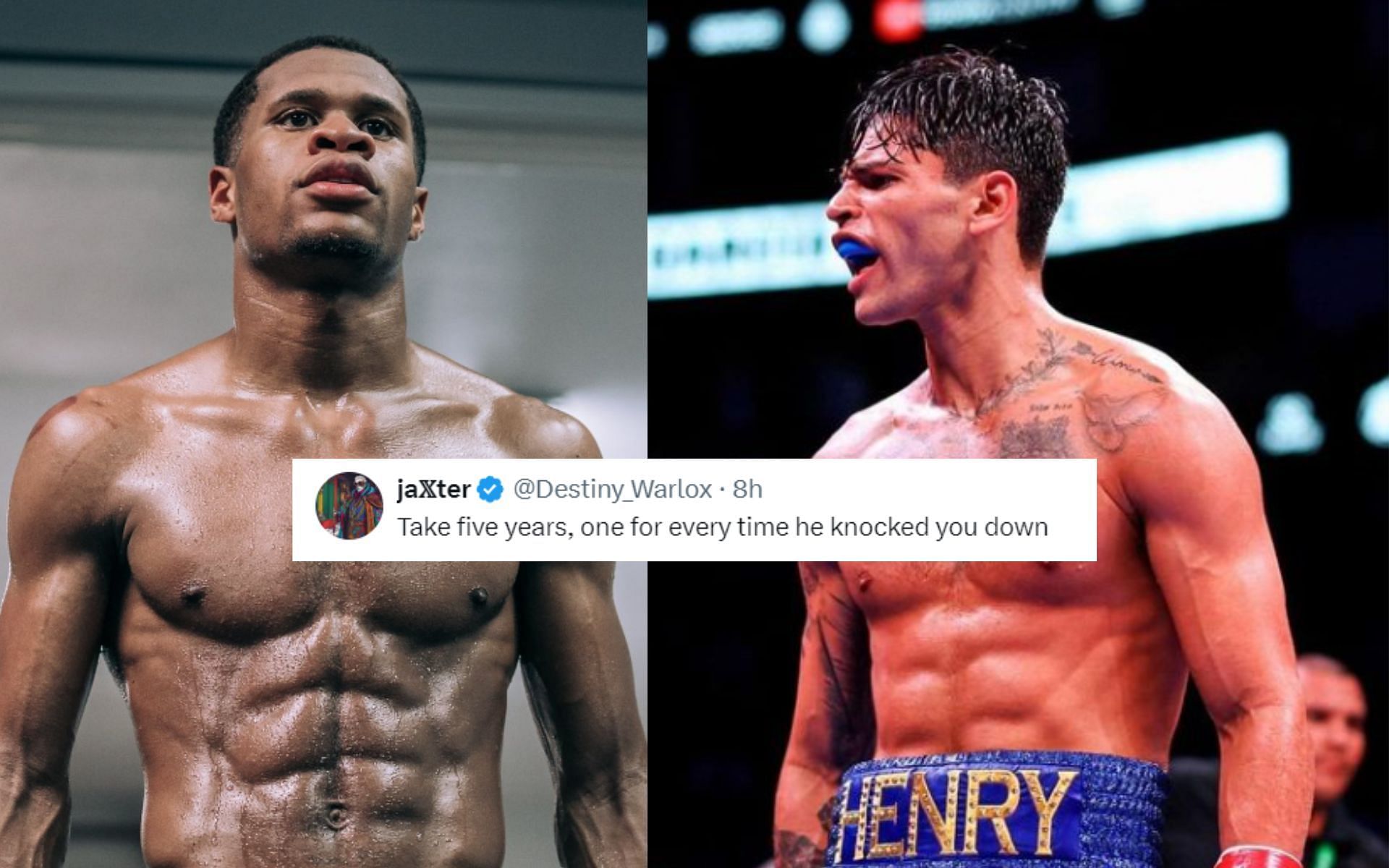 Fans react to Devin Haney (Left) calling for Ryan Garcia (Right) rematch [Images via: @kingryan on Instagram and @Realdevinhaney on X]