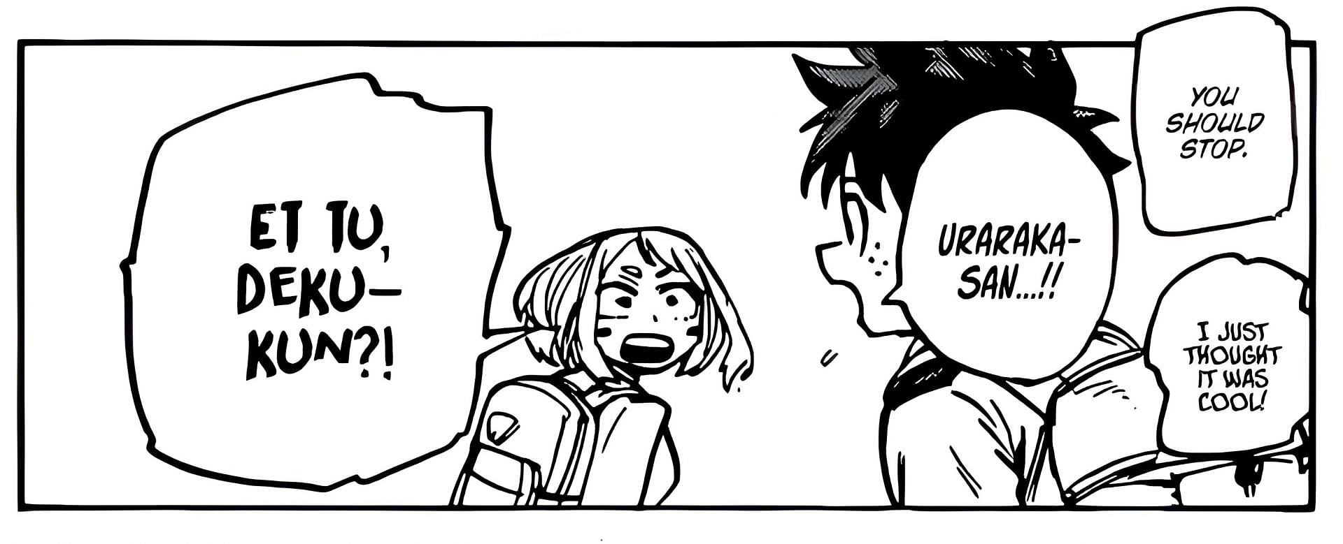 Deku wanting to talk to Uraraka (Image via Shueisha)