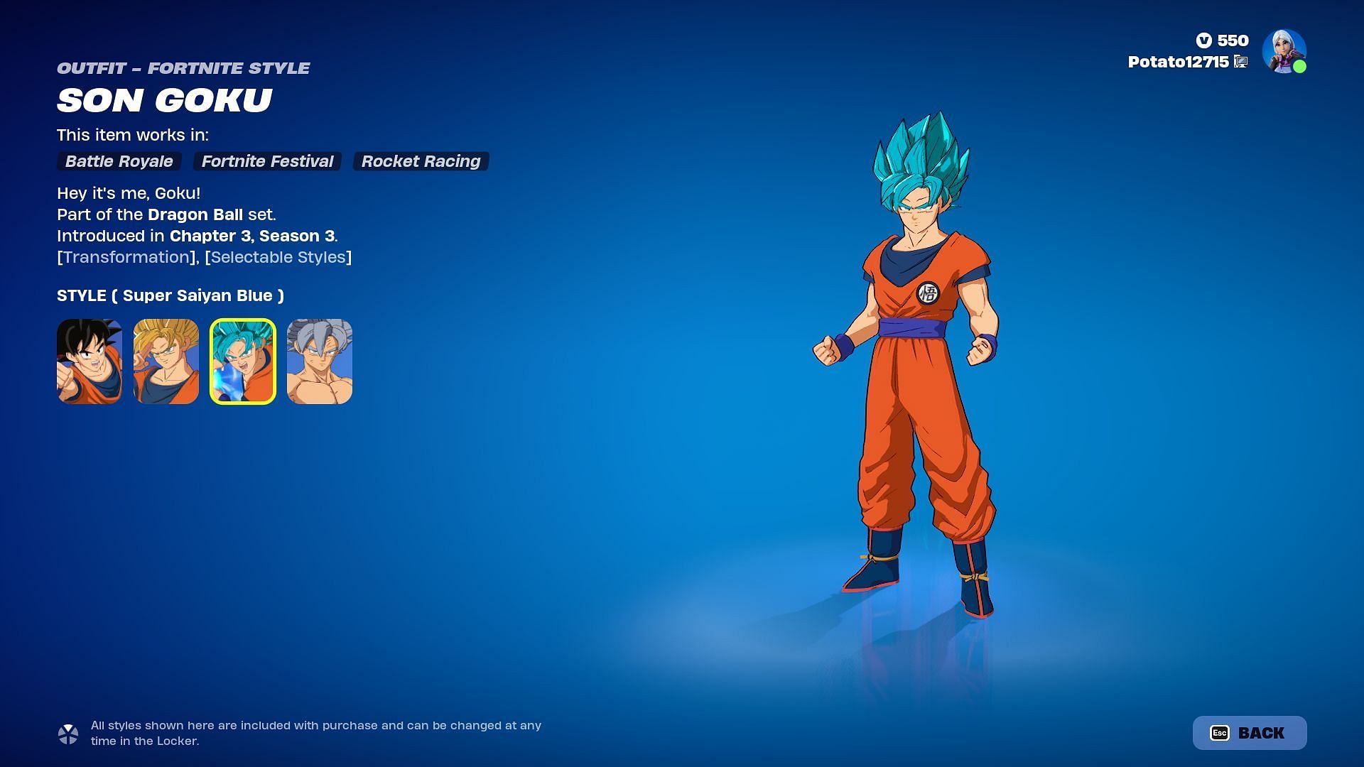 You can purchase Son Goku and Beerus (Dragon Ball) skin in Fortnite separately (Image via Epic Games)