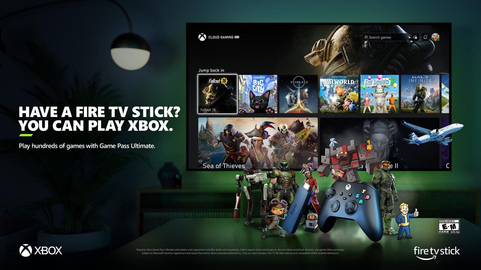 Xbox Game Pass Ultimate users can now game on the Amazon Fire TV Stick (Image via Microsoft)