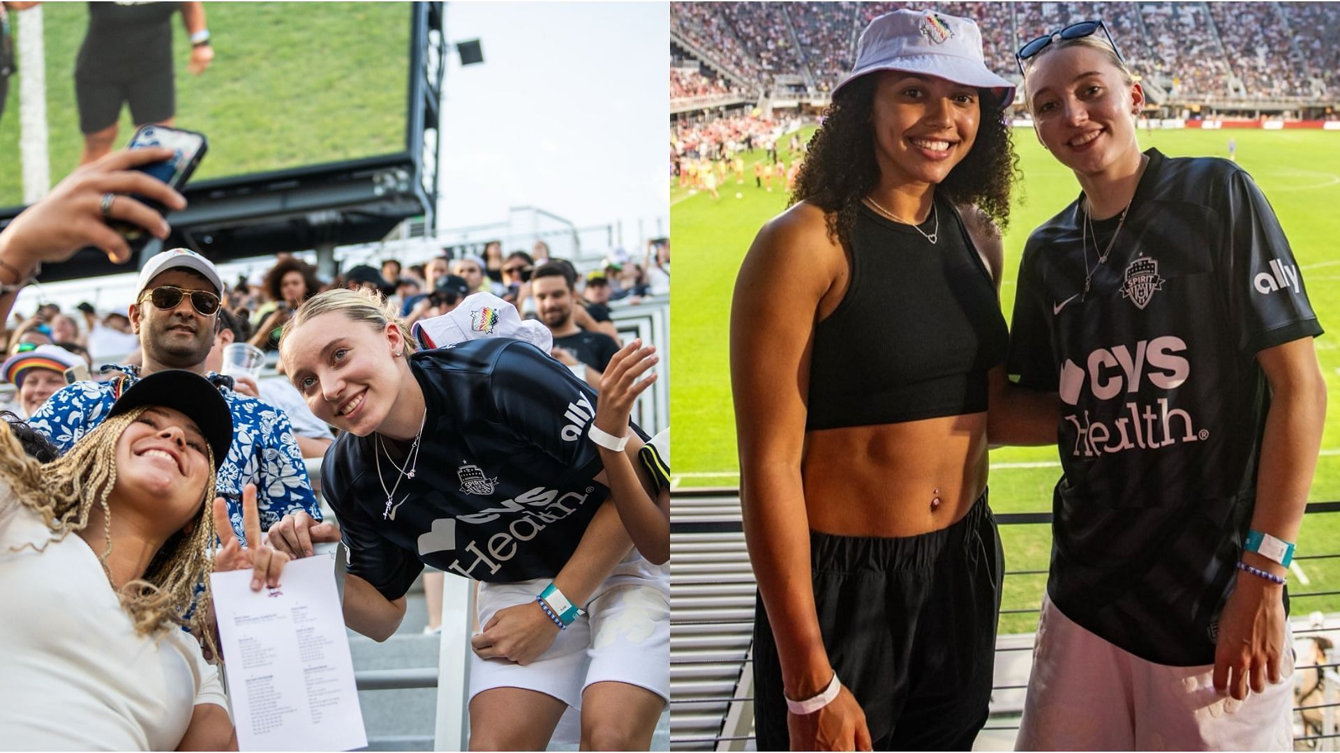 Paige Bueckers and Azzi Fudd attends an NWSL game in DC
