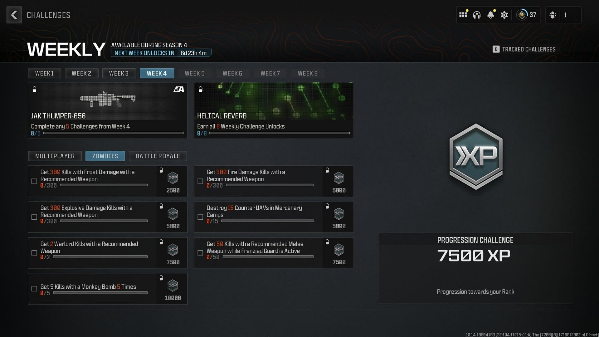 All MW3 Zombies Season 4 Week 4 challenges (Image via Activision)