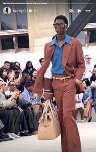 Marcus' Instagram story featuring the Amiri fashion show