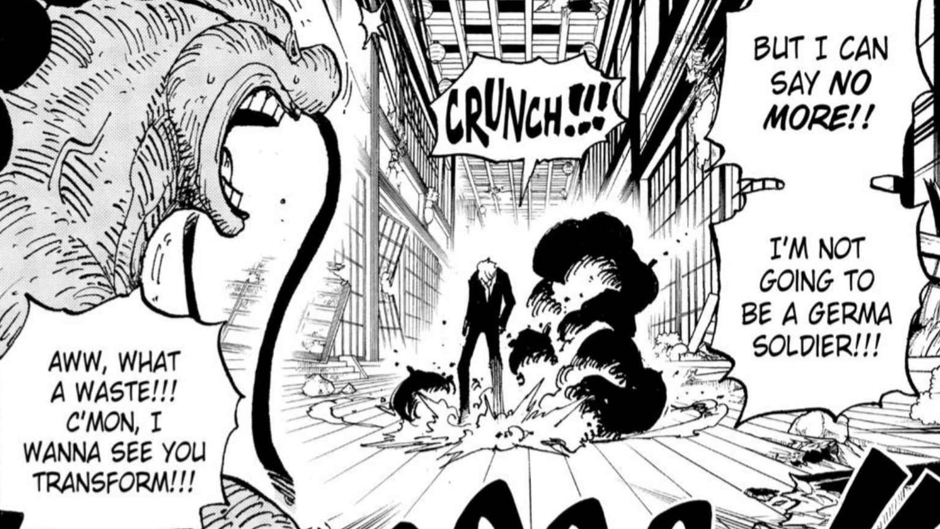 Sanji destroys his Germa suit (Image via Shueisha)