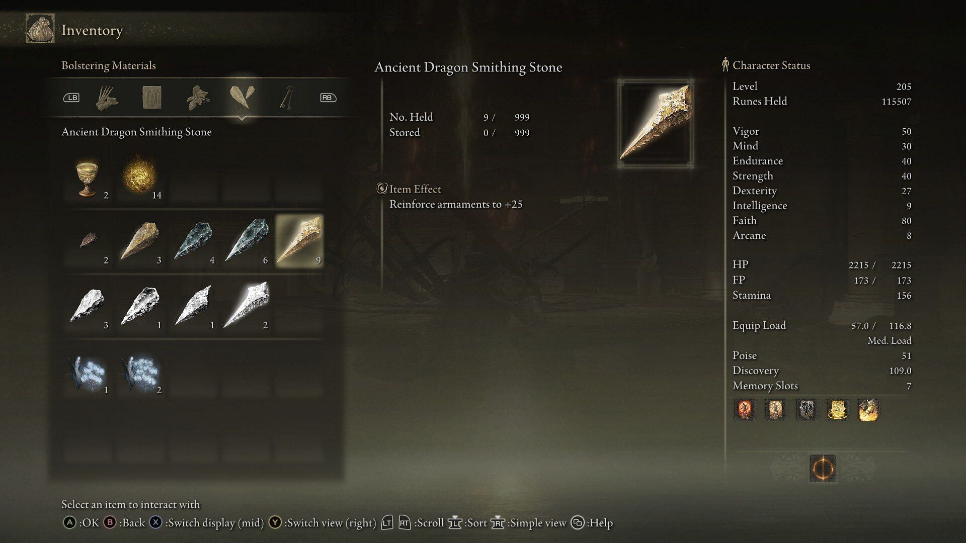 The Ancient Dragon Smithing Stone in Elden Ring (Image via FromSoftware)