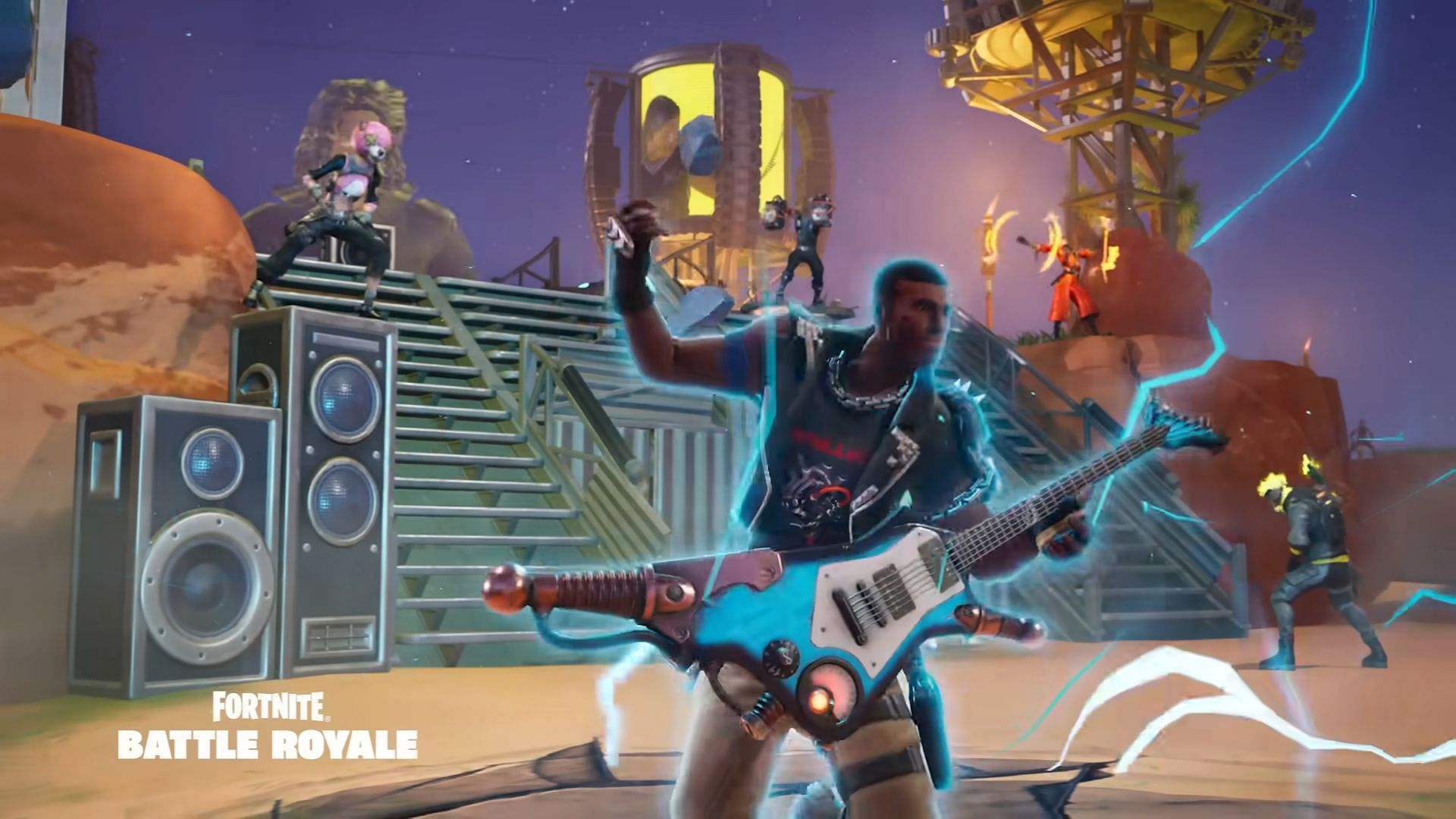 Demolish your enemies with the powerful Ride the Lightning guitar Mythic in Fortnite Chapter 5 Season 3 (Image via Epic Games)