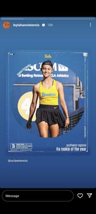 Leylah Fernandez's Instagram Story. (Instagram @leylahannietennis)