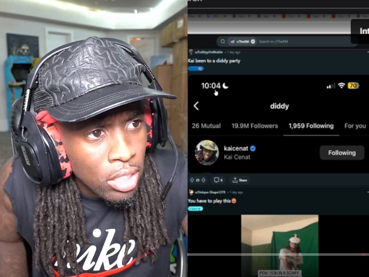 Kai Cenat reacts to Diddy following him on Instagram (Image via Twitch/Kai Cenat)