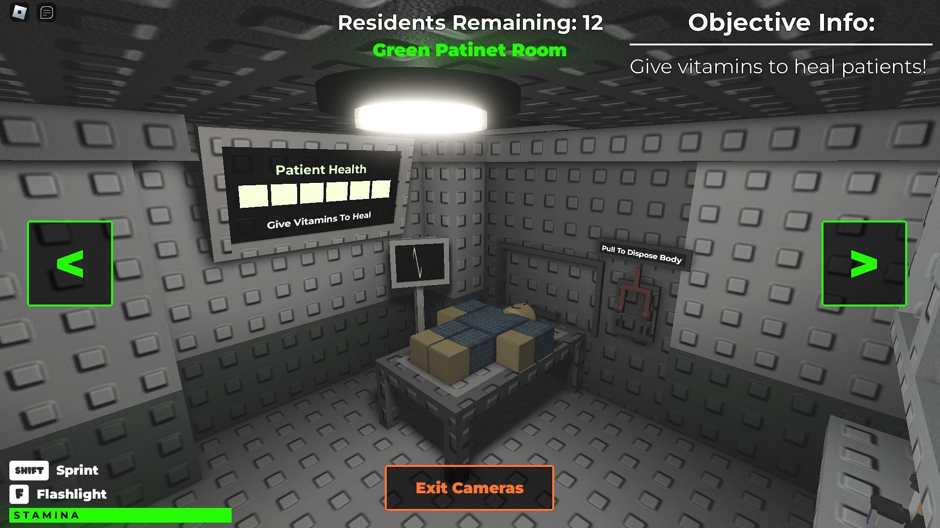 Checking patients&#039; health using the surveillance system (Image via Roblox)