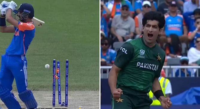 [Watch] Naseem Shah cleans up Axar Patel for 20 off 18 balls in IND vs PAK T20 World Cup match