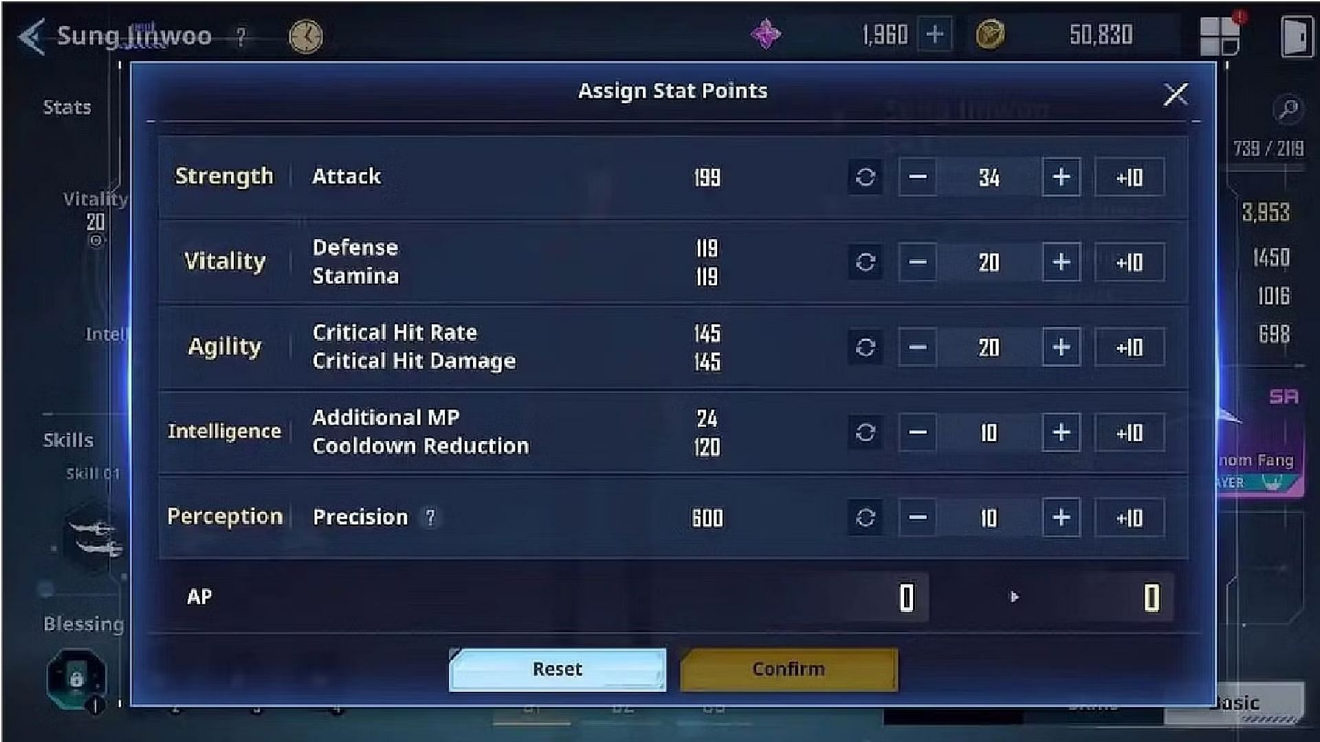 Allocate the stat points properly to increase Precision (Image via Netmarble)