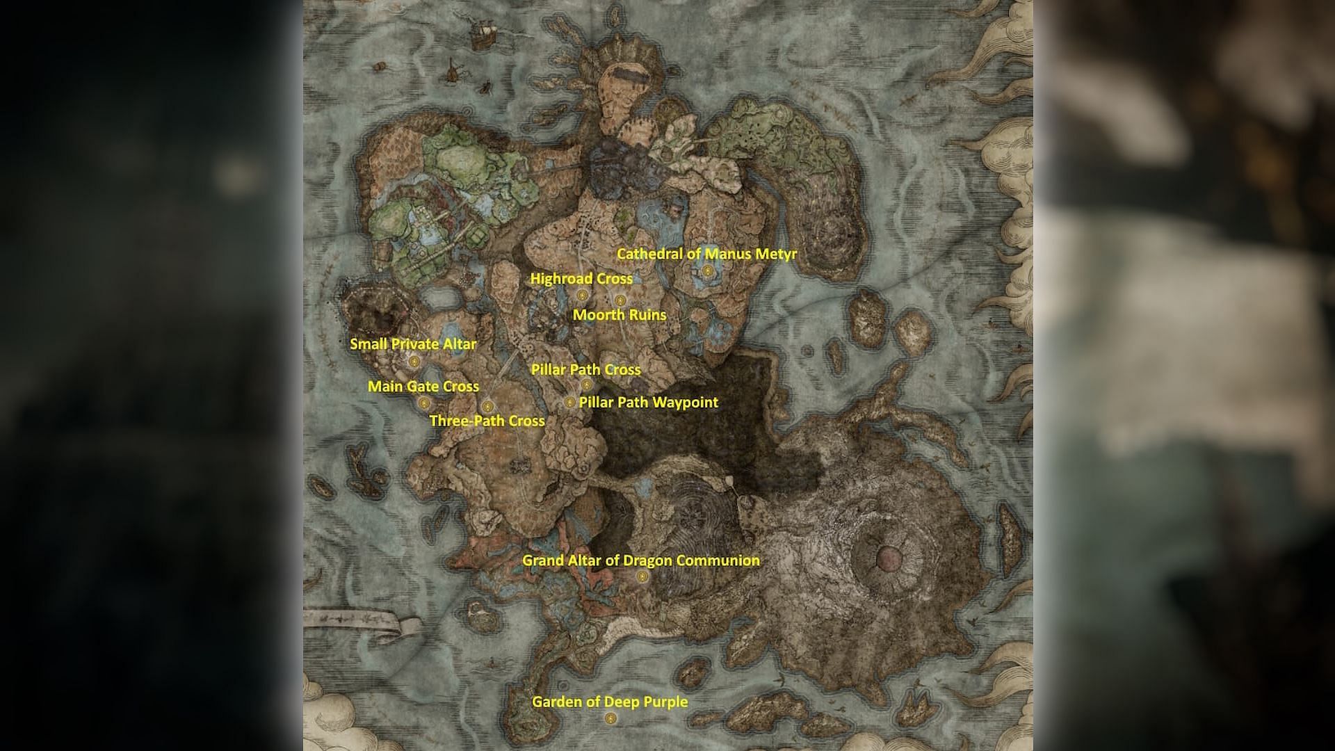 All site of Grace locations near the new NPCs in Elden Ring Shadow of the Erdtree (Image via From Software)