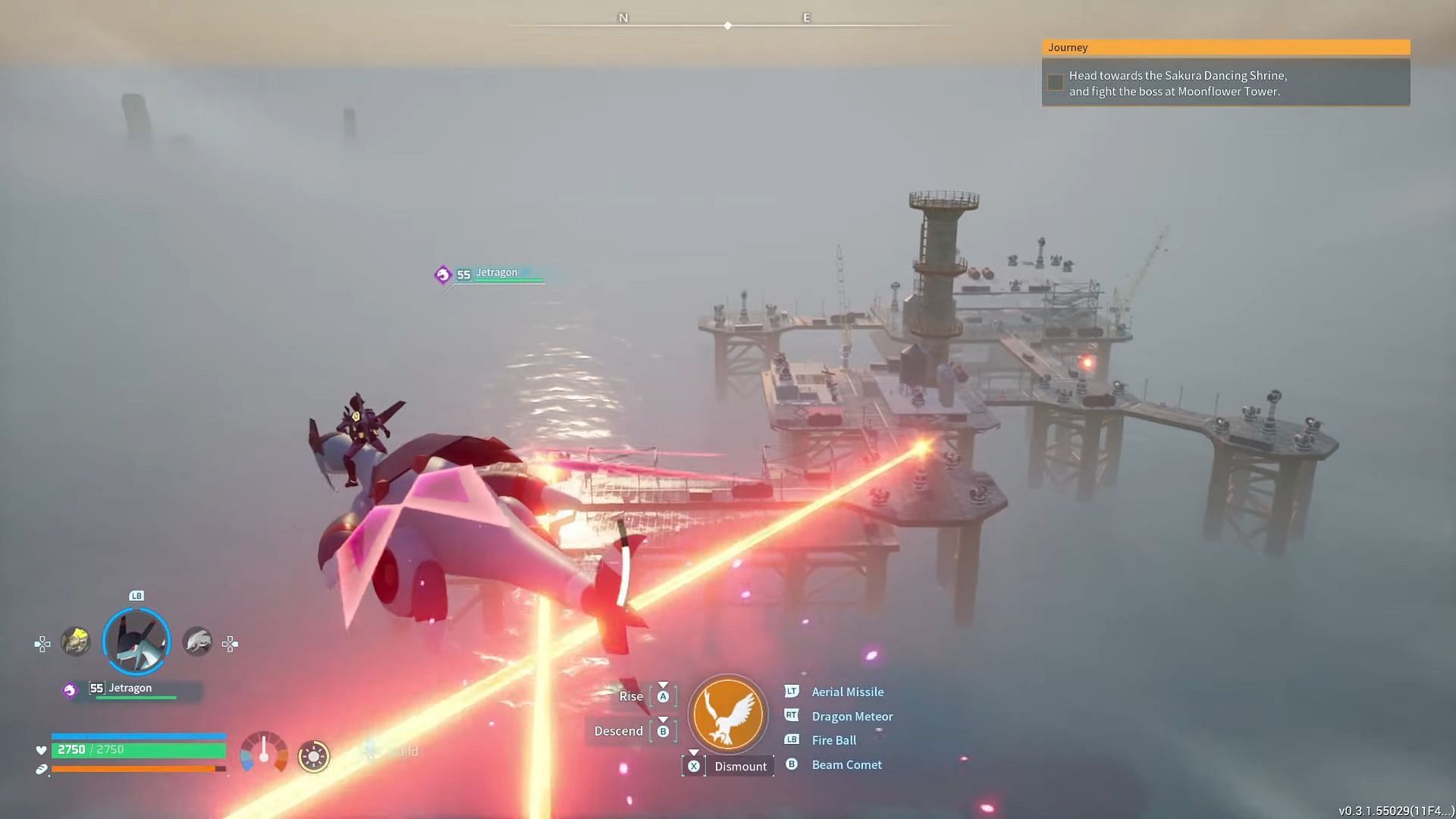 The anti-air laser beams at the Rayne Syndicate Oil Rig (Image via Pocketpair, Inc. || HeroVoltsy on YouTube)