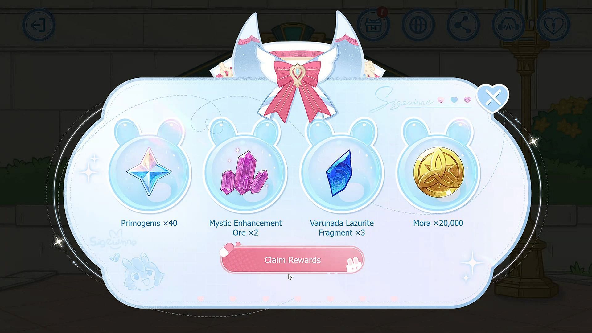 The Heartfelt Doodlings web event rewards (Image via HoYoverse)