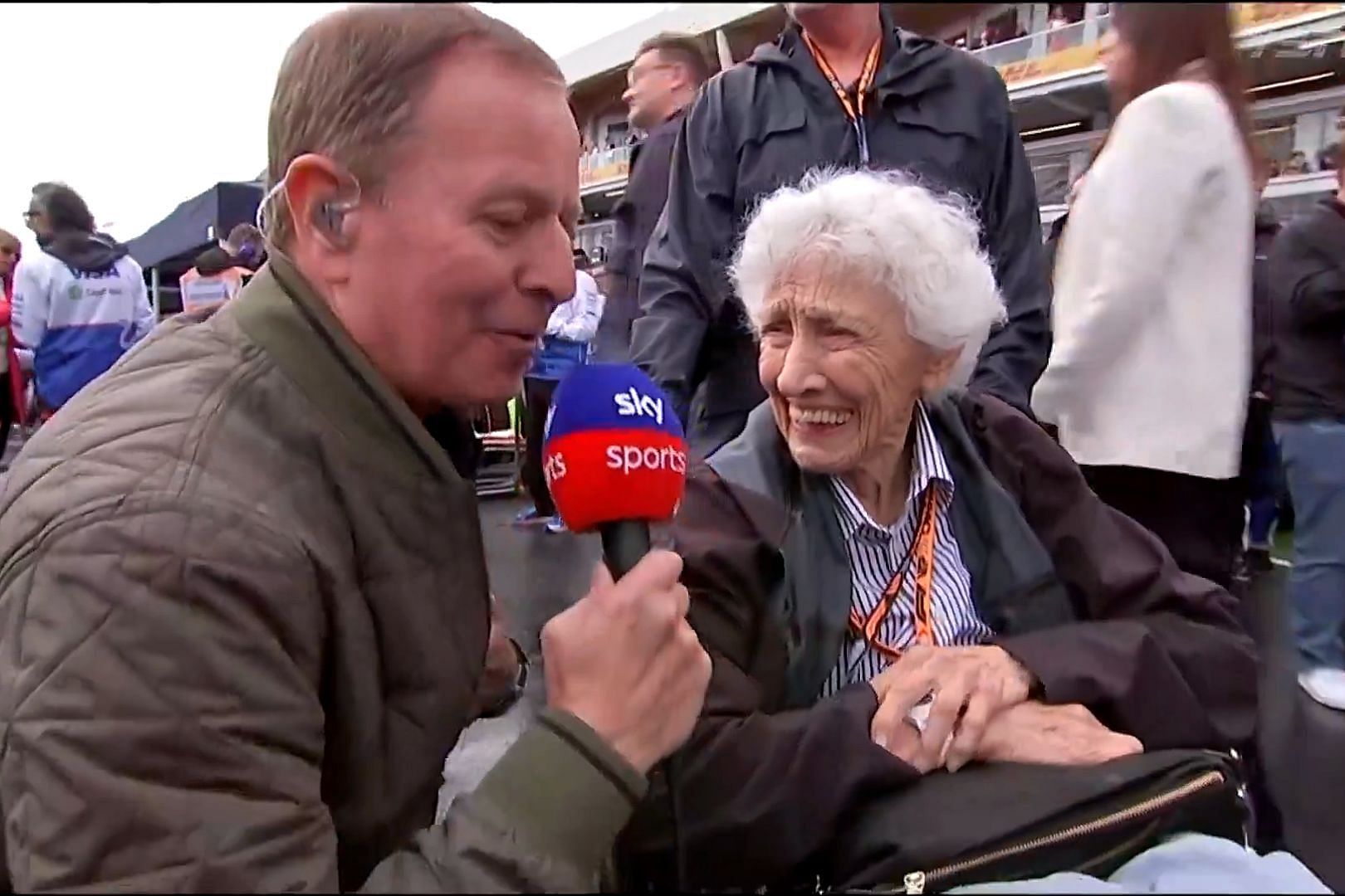 Martin Brundle interviewing Mary McGee ahead of the 2024 F1 Canadian Grand Prix. (Image via X/@TSN_Sports)