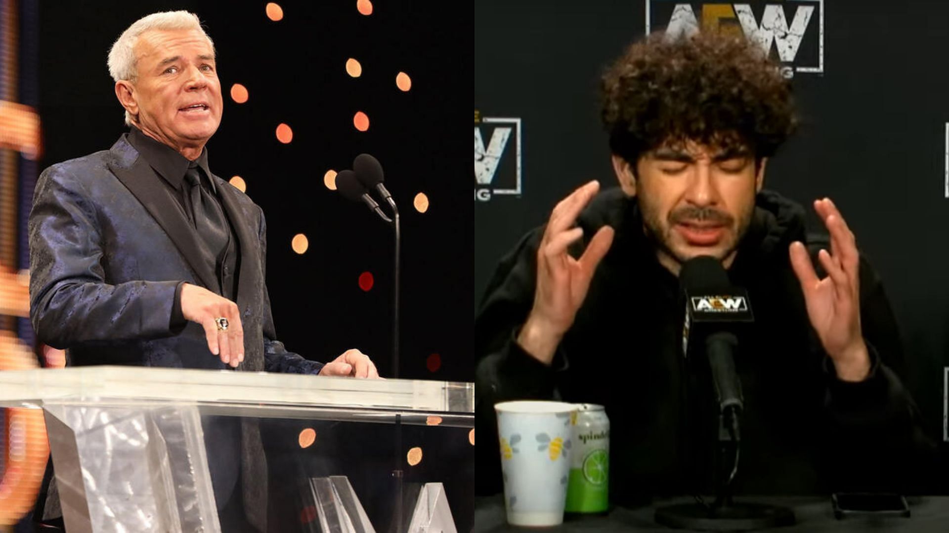 Eric Bischoff (left) and Tony Khan (right). (Image credits: WWE.com and AEW YouTube channel)