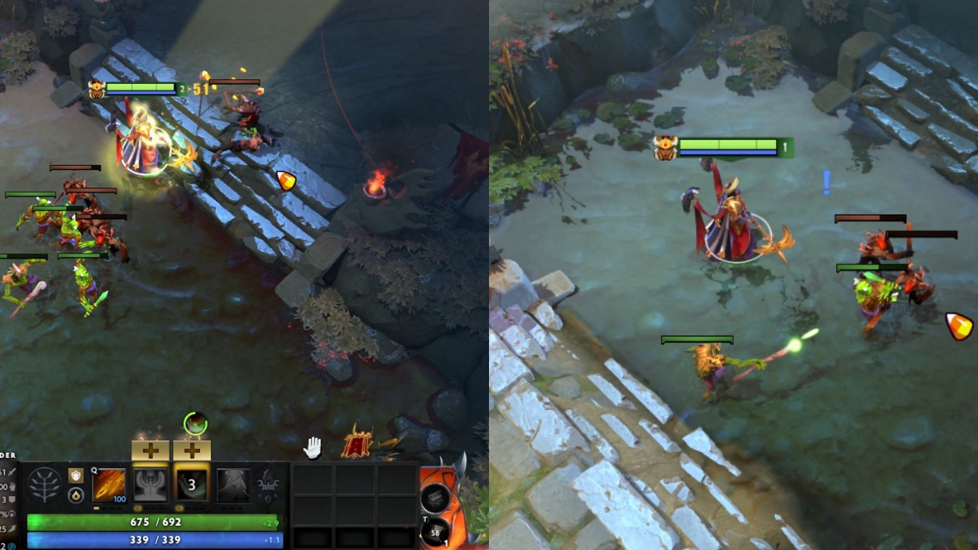 Last hitting and denying in the game (Image via Valve)