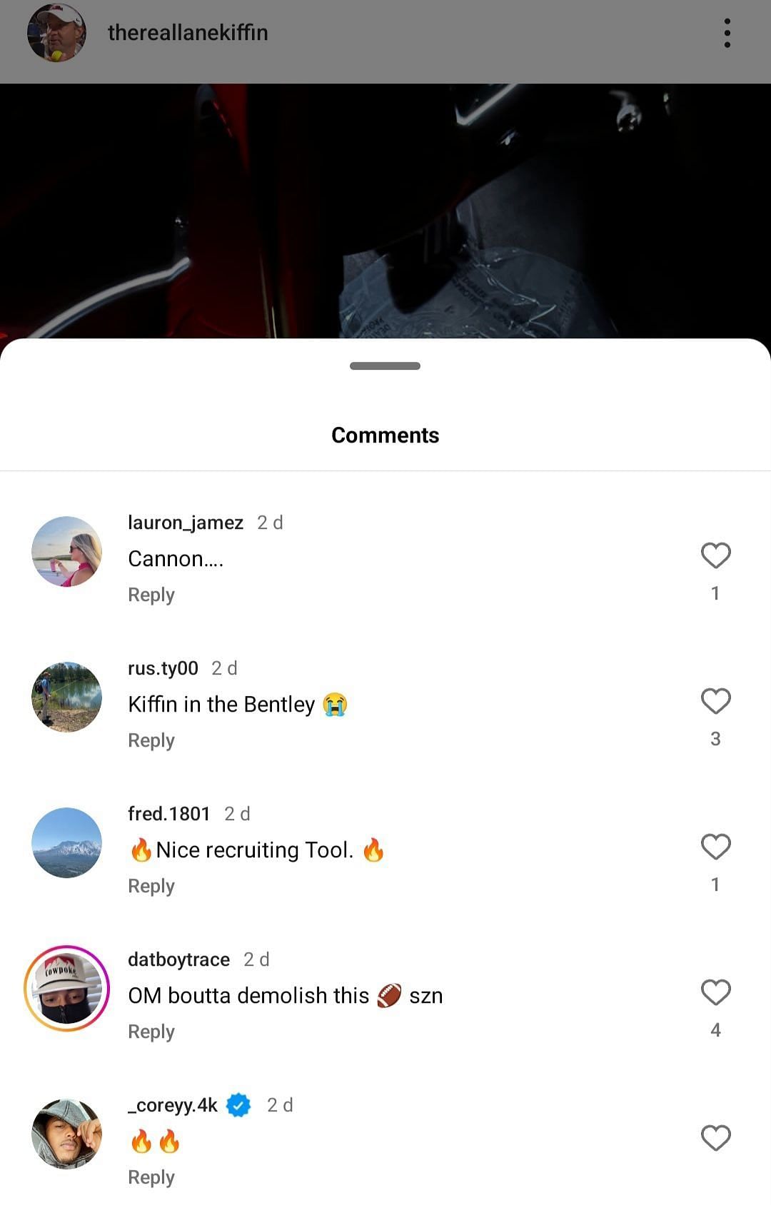 Kiffin's IG comment section