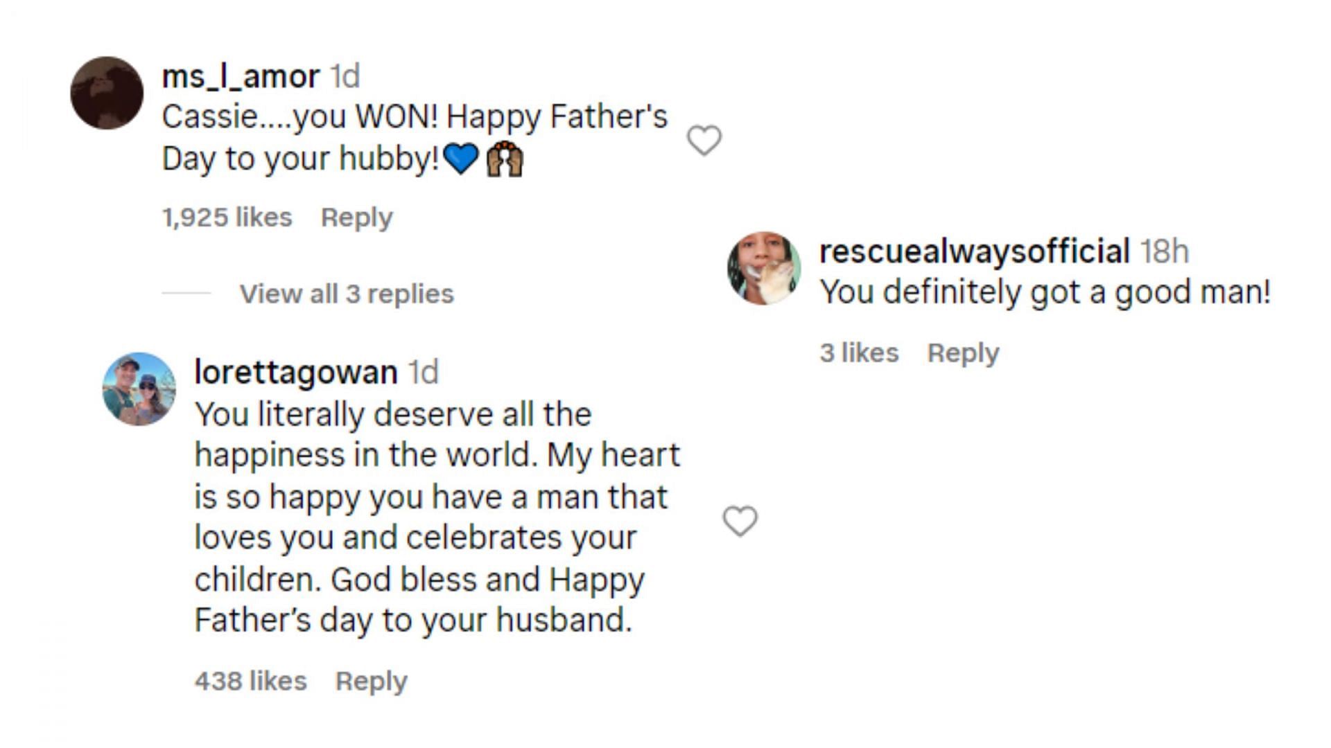 Fans react to Cassie&#039;s Father&#039;s Day post (Image via Instagram/@cassie)