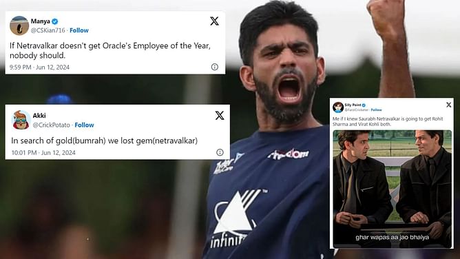 "If Netravalkar doesn't get Oracle's Employee of the Year, nobody should" - Twitter reacts to Netravalkar's new ball spell in IND vs USA clash