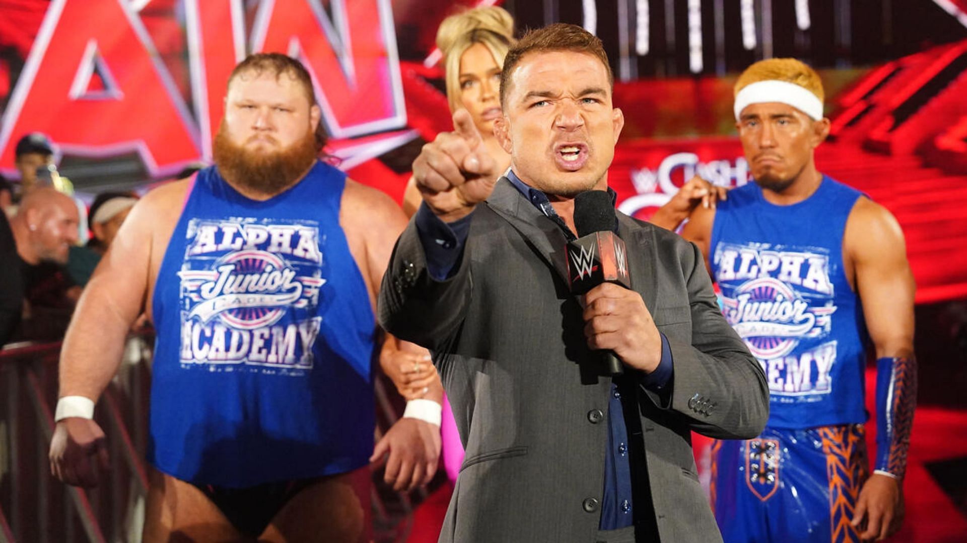 Chad Gable with Alpha Academy on RAW! [Image credit: WWE.com]