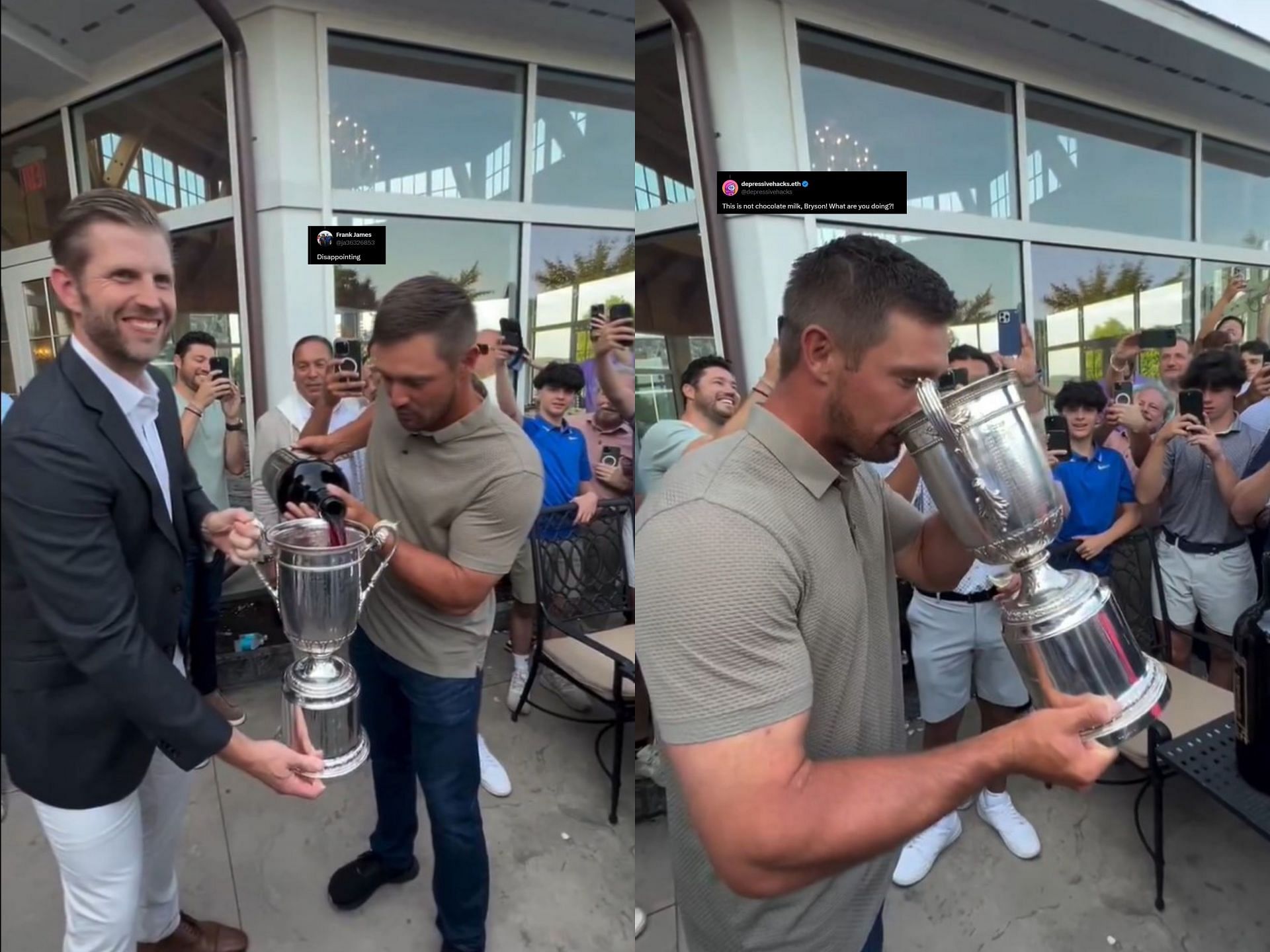 Bryson DeChambeau celebrates his US Open win with Eric Trump (Image via x.com/DBTTofficial)