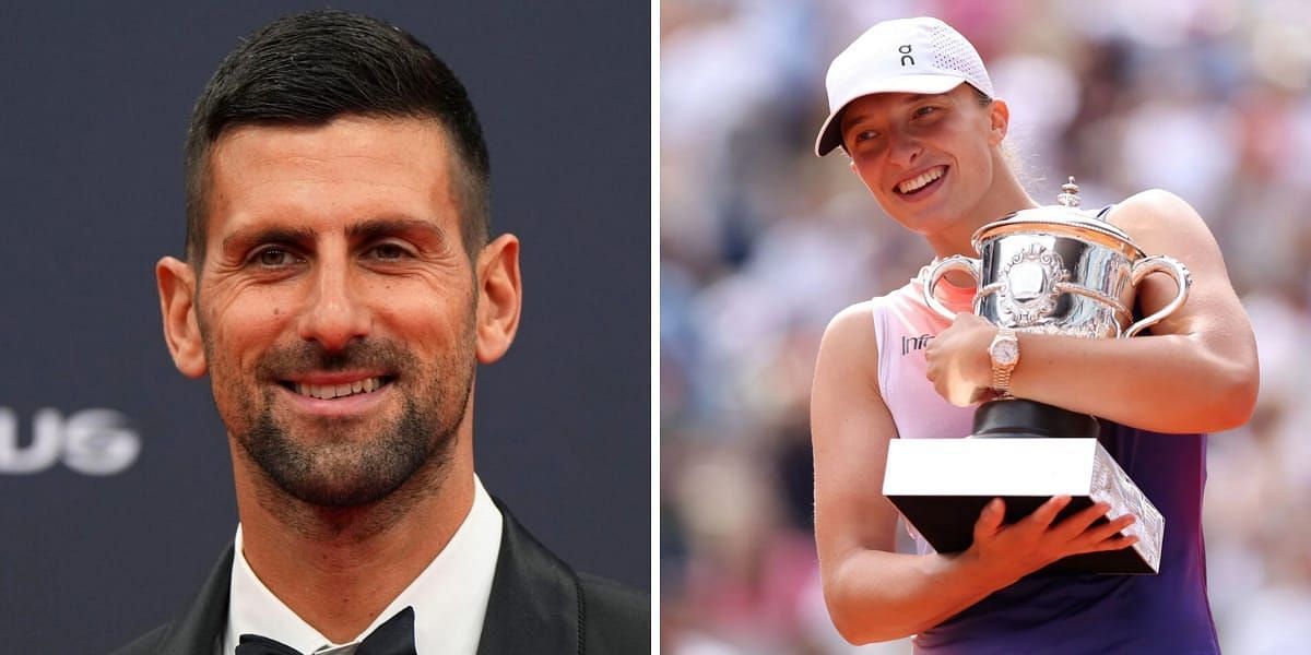 Novak Djokovic congratulates Iga Swiatek on her French Open win